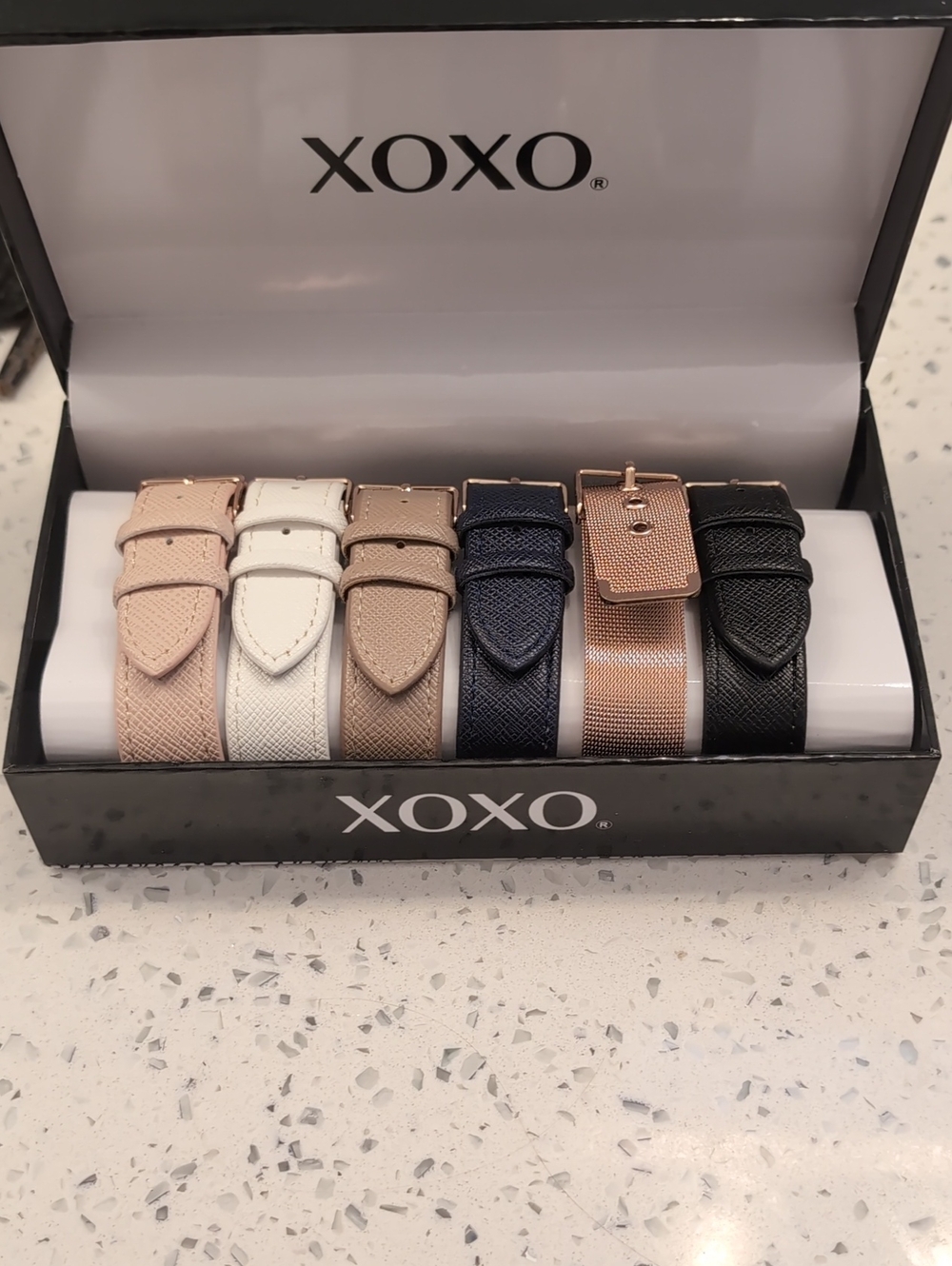 XOXO Women’s Watch Strap Set in Blush, White, Taupe, Navy, Rose Gold, and Black